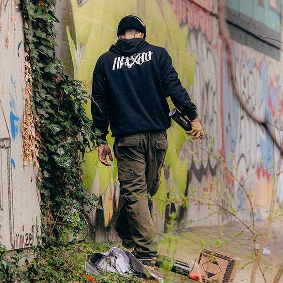 “Drop-In” Full-Zip Black Hoodie